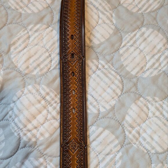 Vintage Men`s Award Design Medals Leather belt with solid brass Racoon buckle 32 - Picture 13 of 15